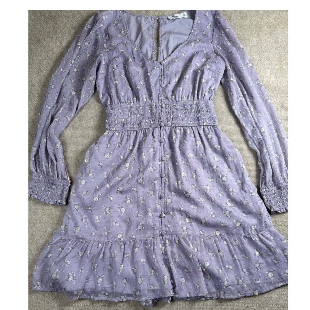 Hollister Women's Midi Dress‎ Size SPurple A-Line Floral Lined